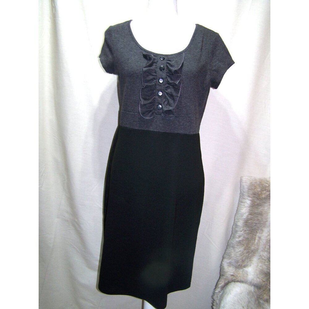 Voir Voir Dress Pencil Gray Black Knit Casual Career Size 10